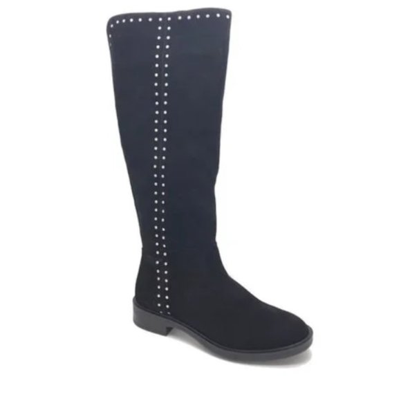 STEVEN NATURAL COMFORT Zoe Suede Riding Knee-high Boots - Black Leather - Picture 1 of 5